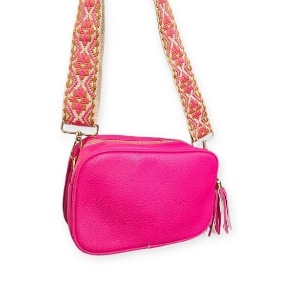 "The Sunday Bruncher" Hot Pink Cosmopolitan Camera Style Adjustable Strap Bag - Picture 13 of 16
